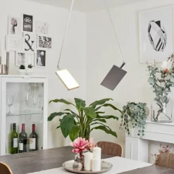 Plafonnier Anneau LED Chrome, Argenté, 2 lumières