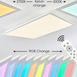 Plafonnier Antria LED Blanc, 1 lumière, Télécommandes, Changeur de couleurs