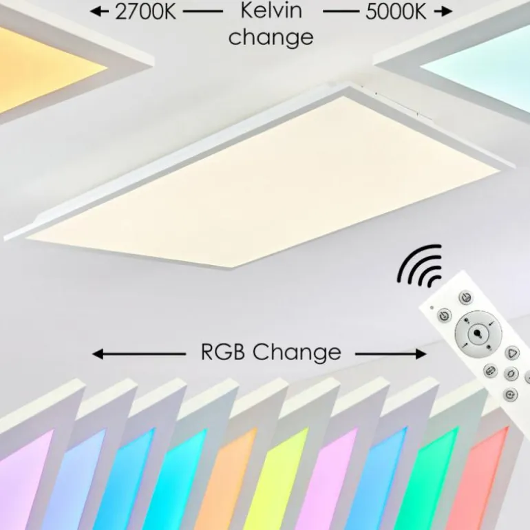Plafonnier Antria LED Blanc, 1 lumière, Télécommandes, Changeur de couleurs