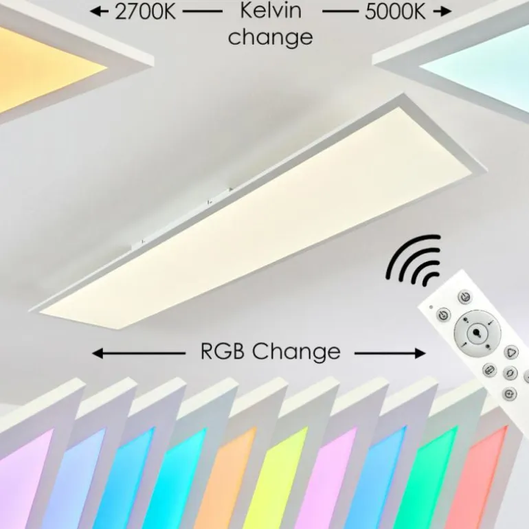 Plafonnier Antria LED Blanc, 1 lumière, Télécommandes, Changeur de couleurs