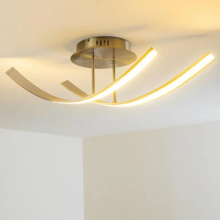 Plafonnier Aranu LED Acier inoxydable, Nickel mat, 2 lumières