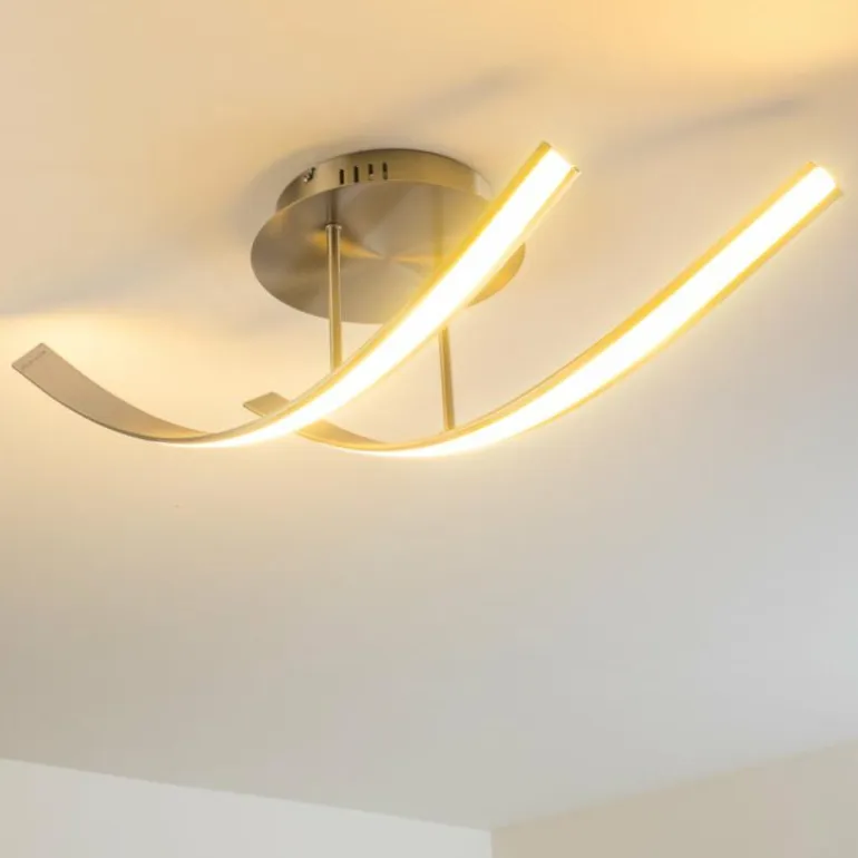 Plafonnier Aranu LED Acier inoxydable, Nickel mat, 2 lumières