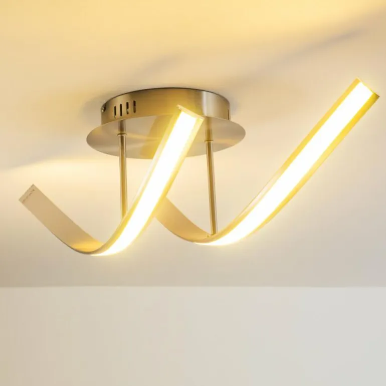 Plafonnier Aranu LED Acier inoxydable, Nickel mat, 2 lumières