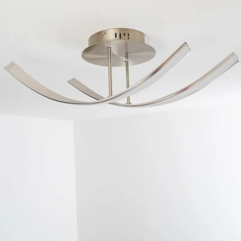 Plafonnier Aranu LED Acier inoxydable, Nickel mat, 2 lumières