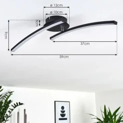 Plafonnier Aringa LED Noir, 1 lumière