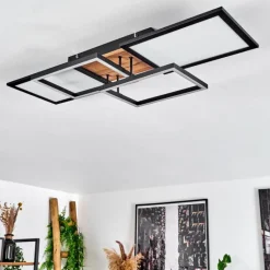 Plafonnier Avelal LED Brun, Couleur bois, Noir, 1 lumière