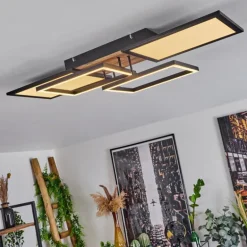 Plafonnier Avelal LED Brun, Couleur bois, Noir, 1 lumière