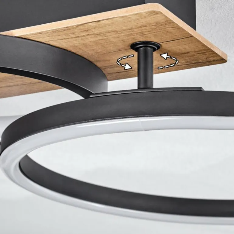 Plafonnier Avelal LED Brun, Couleur bois, Noir, 1 lumière