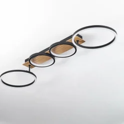 Plafonnier Avelal LED Brun, Couleur bois, Noir, 1 lumière