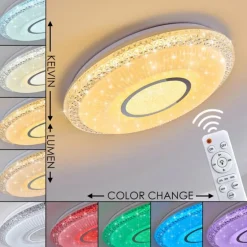 Plafonnier Avoriaz LED Blanc, 2 lumières, Télécommandes, Changeur de couleurs