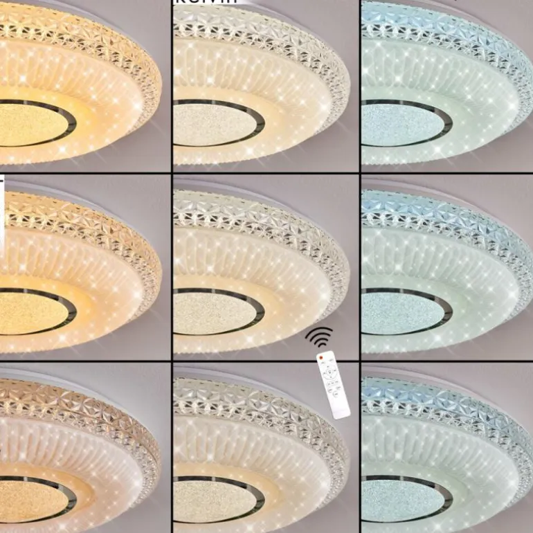 Plafonnier Avoriaz LED Transparent, Blanc, 1 lumière, Télécommandes