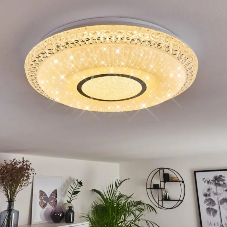 Plafonnier Avoriaz LED Transparent, Blanc, 1 lumière, Télécommandes