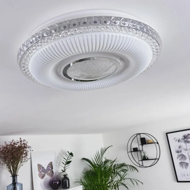 Plafonnier Avoriaz LED Transparent, Blanc, 1 lumière, Télécommandes
