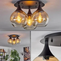 Plafonnier Azurara Noir, 3 lumières