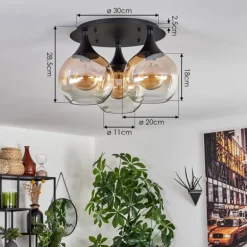 Plafonnier Azurara Noir, 3 lumières