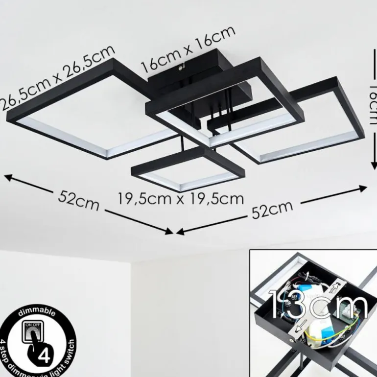 Plafonnier Bacolod LED Noir, 1 lumière