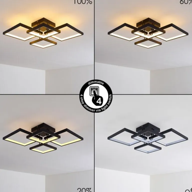 Plafonnier Bacolod LED Noir, 1 lumière