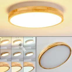 Plafonnier Bagaha LED Bois clair, 1 lumière, Télécommandes