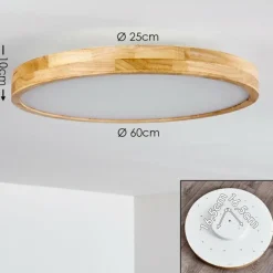 Plafonnier Bagaha LED Bois clair, 1 lumière, Télécommandes