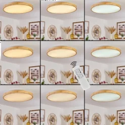 Plafonnier Bagaha LED Brun, Couleur bois, 1 lumière, Télécommandes