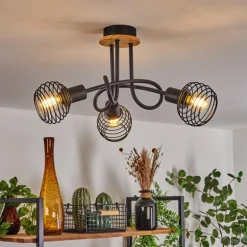 Plafonnier Ballis Écru, Noir, 3 lumières