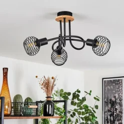 Plafonnier Ballis Écru, Noir, 3 lumières