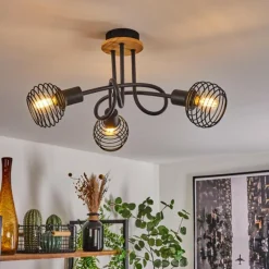 Plafonnier Ballis Écru, Noir, 3 lumières