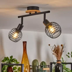 Plafonnier Ballis Écru, Noir, 2 lumières