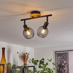 Plafonnier Ballis Écru, Noir, 2 lumières
