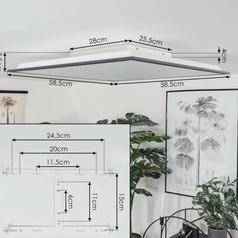 Plafonnier Barasat LED Noir, Blanc, 2 lumières