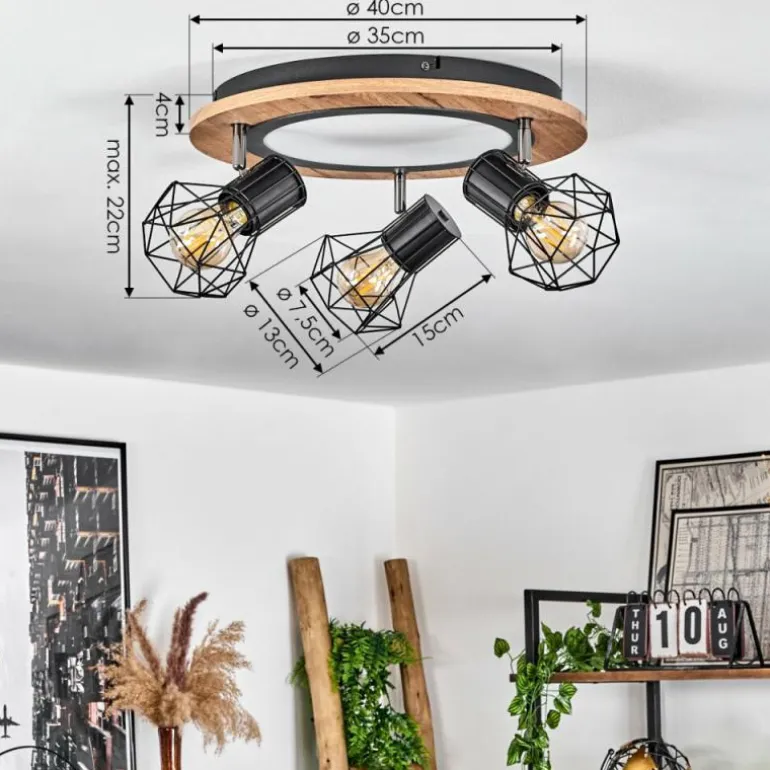 Plafonnier Bardhaman LED Chrome, Couleur bois, Noir, Blanc, 1 lumière