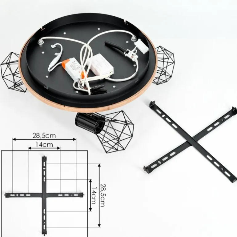 Plafonnier Bardhaman LED Chrome, Couleur bois, Noir, Blanc, 1 lumière