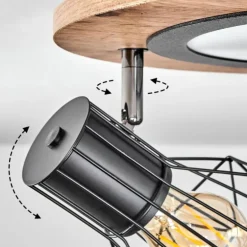Plafonnier Bardhaman LED Chrome, Couleur bois, Noir, Blanc, 1 lumière