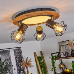 Plafonnier Bardhaman LED Chrome, Couleur bois, Noir, Blanc, 1 lumière