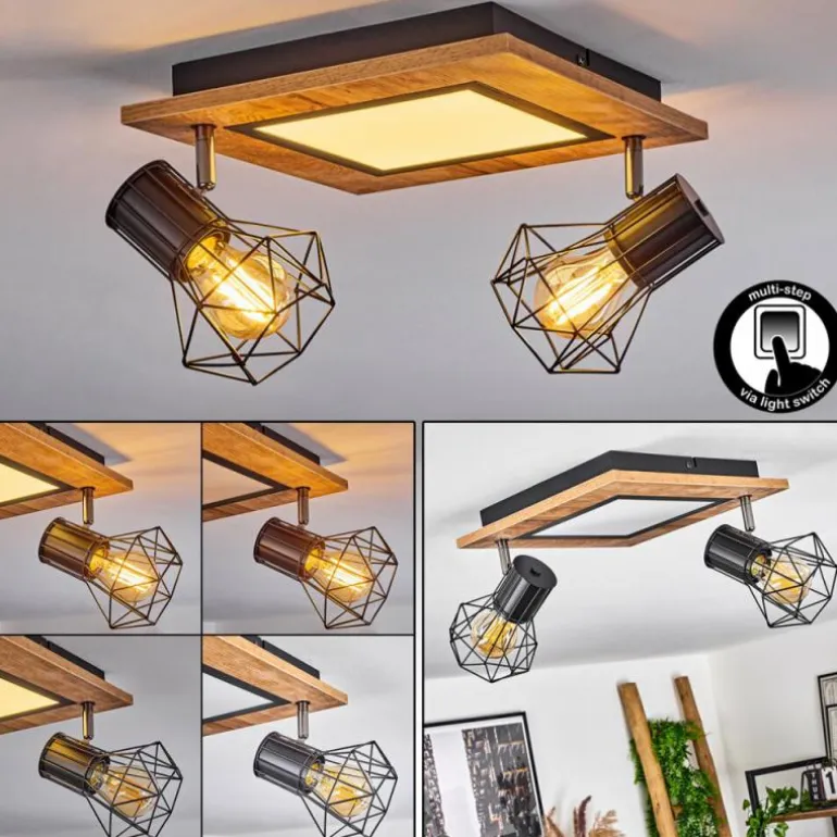 Plafonnier Bardhaman LED Chrome, Couleur bois, Noir, Blanc, 3 lumières