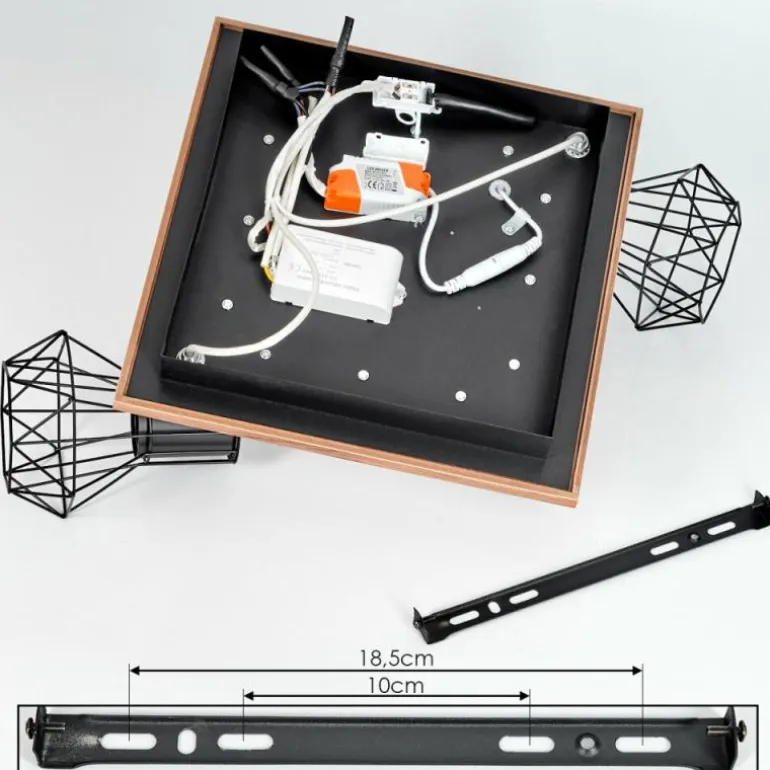 Plafonnier Bardhaman LED Chrome, Couleur bois, Noir, Blanc, 3 lumières