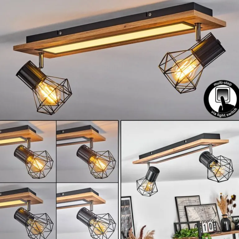 Plafonnier Bardhaman LED Chrome, Couleur bois, Noir, Blanc, 3 lumières