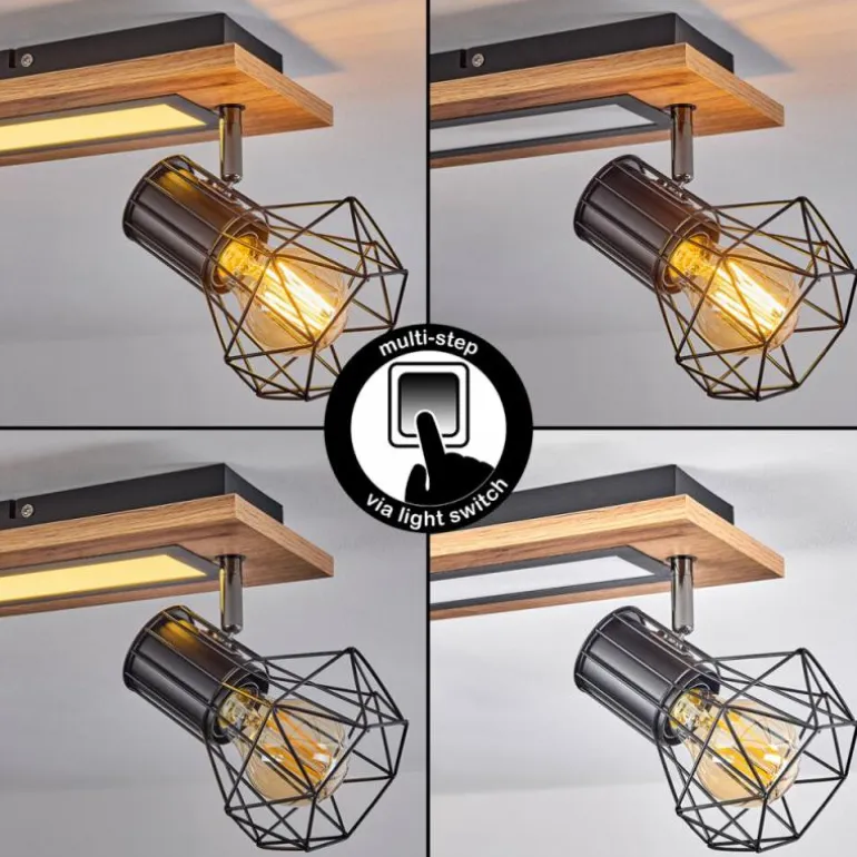 Plafonnier Bardhaman LED Chrome, Couleur bois, Noir, Blanc, 3 lumières