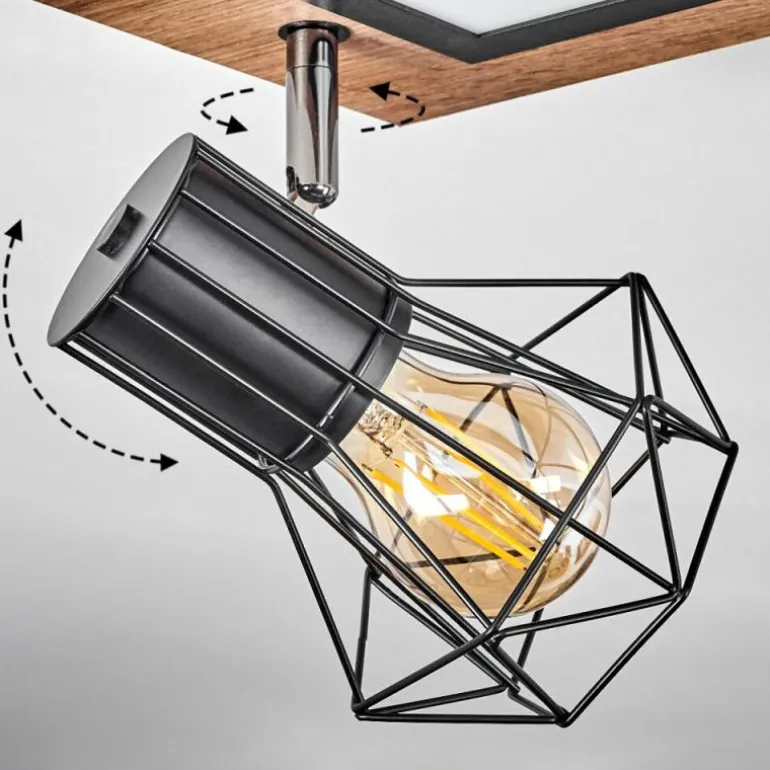 Plafonnier Bardhaman LED Chrome, Couleur bois, Noir, Blanc, 3 lumières