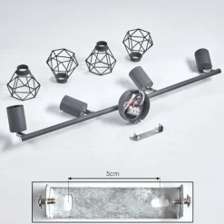 Plafonnier Baripada Anthracite, Chrome, 4 lumières