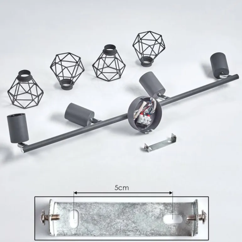 Plafonnier Baripada Anthracite, Chrome, 4 lumières