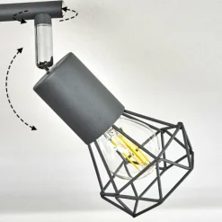 Plafonnier Baripada Anthracite, Chrome, 4 lumières