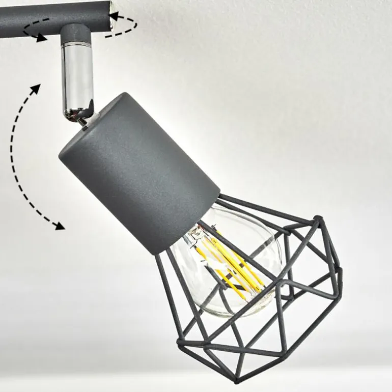 Plafonnier Baripada Anthracite, Chrome, 4 lumières