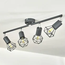 Plafonnier Baripada Anthracite, Chrome, 4 lumières