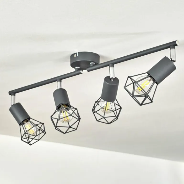 Plafonnier Baripada Anthracite, Chrome, 4 lumières