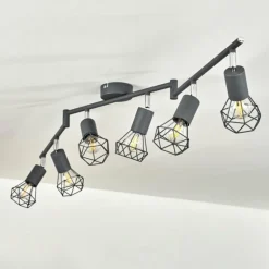 Plafonnier Baripada Anthracite, Chrome, 6 lumières