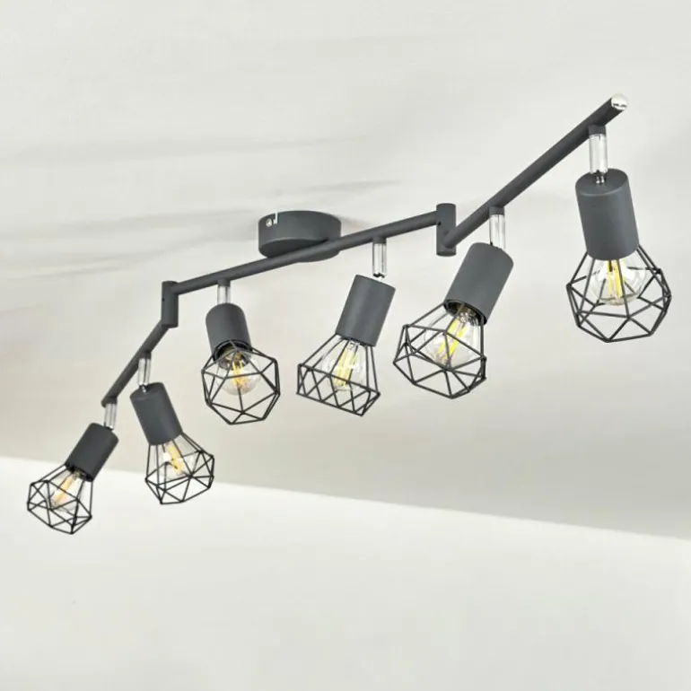 Plafonnier Baripada Anthracite, Chrome, 6 lumières