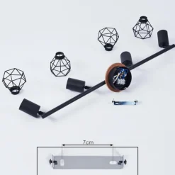 Plafonnier Baripada Bois foncé, Noir, 4 lumières