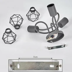 Plafonnier Baripada Gris, 3 lumières