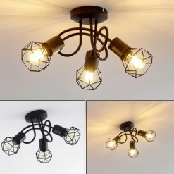Plafonnier Baripada Noir, 3 lumières